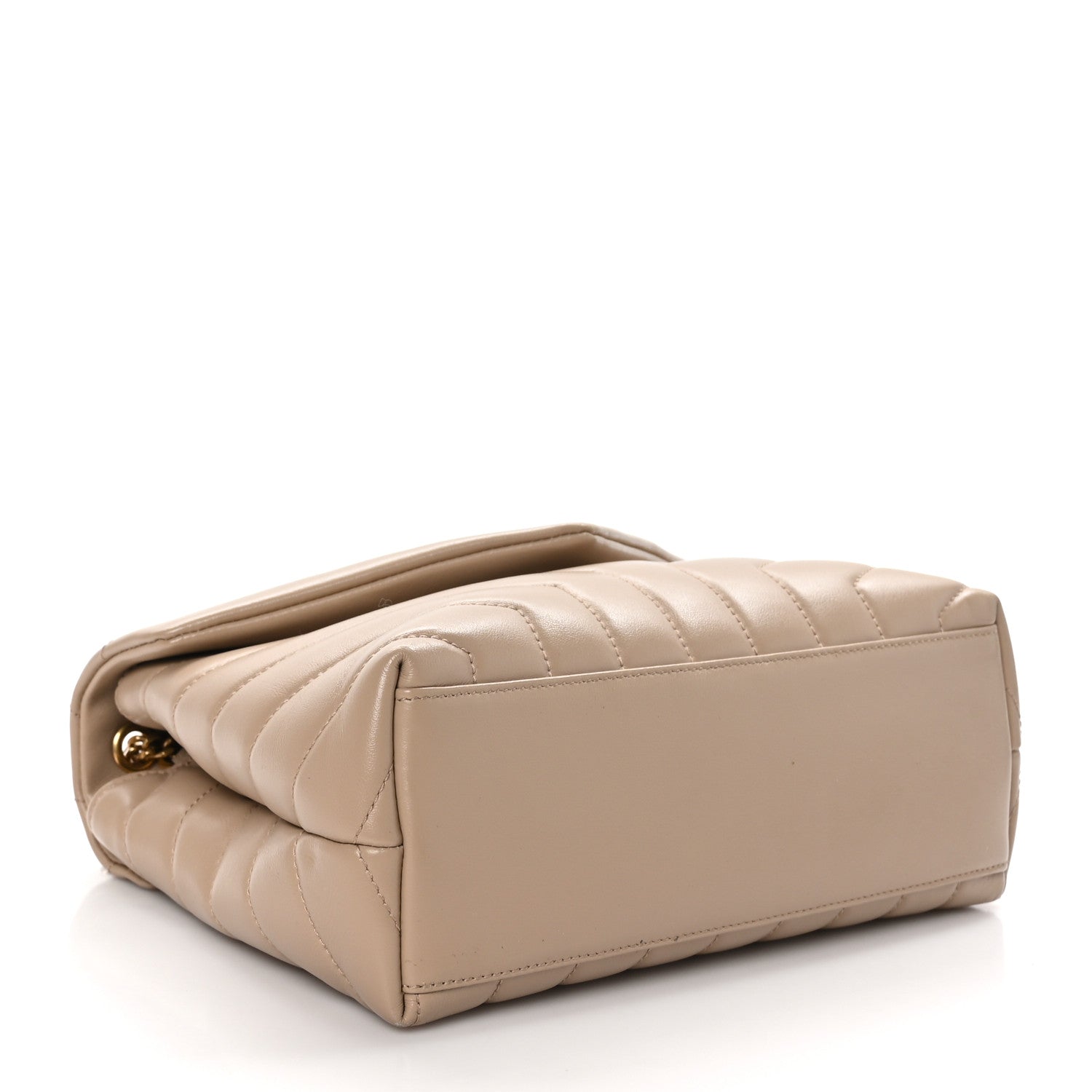 Saint Laurent Calfskin Y Quilted Monogram Small Loulou Chain Satchel Dark Beige 4 of 11