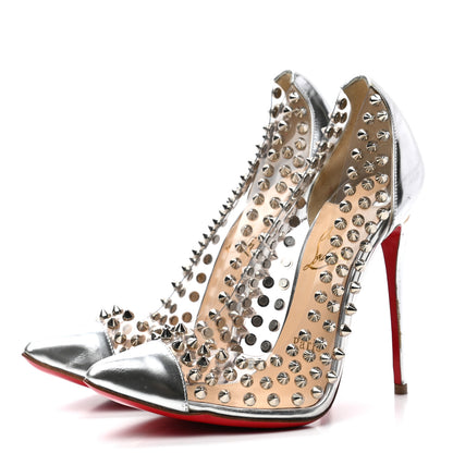 Christian Louboutin PVC Metallic Gloss Spike Me 100 Pumps 36.5 Silver 3 of 9