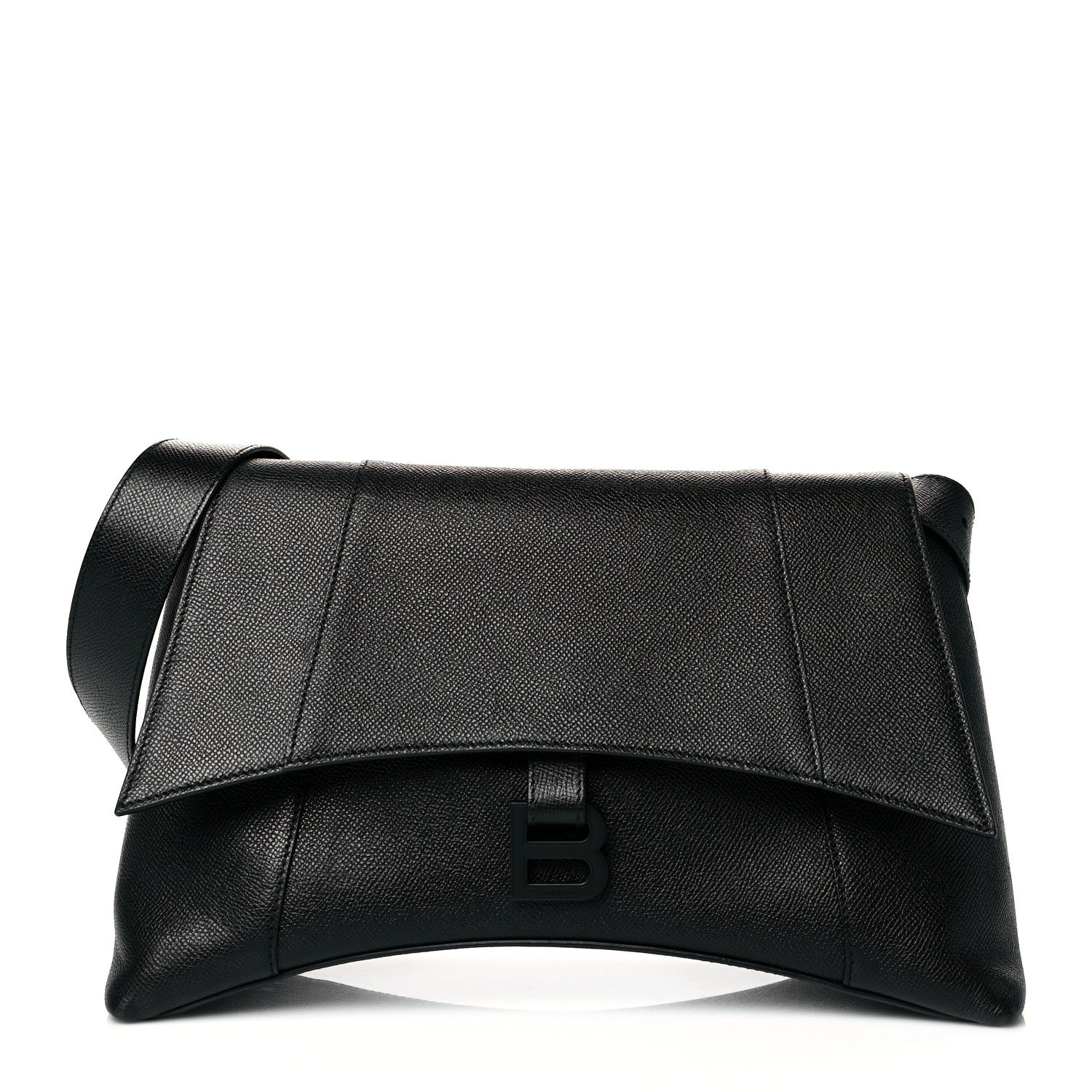 Balenciaga Grained Calfskin Monochrome M Downtown Shoulder Bag Black 1 of 9