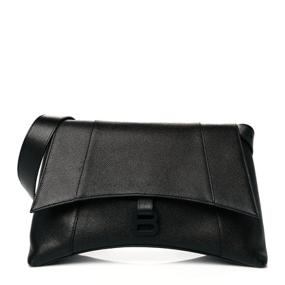 Balenciaga Grained Calfskin Monochrome M Downtown Shoulder Bag Black 1 of 9