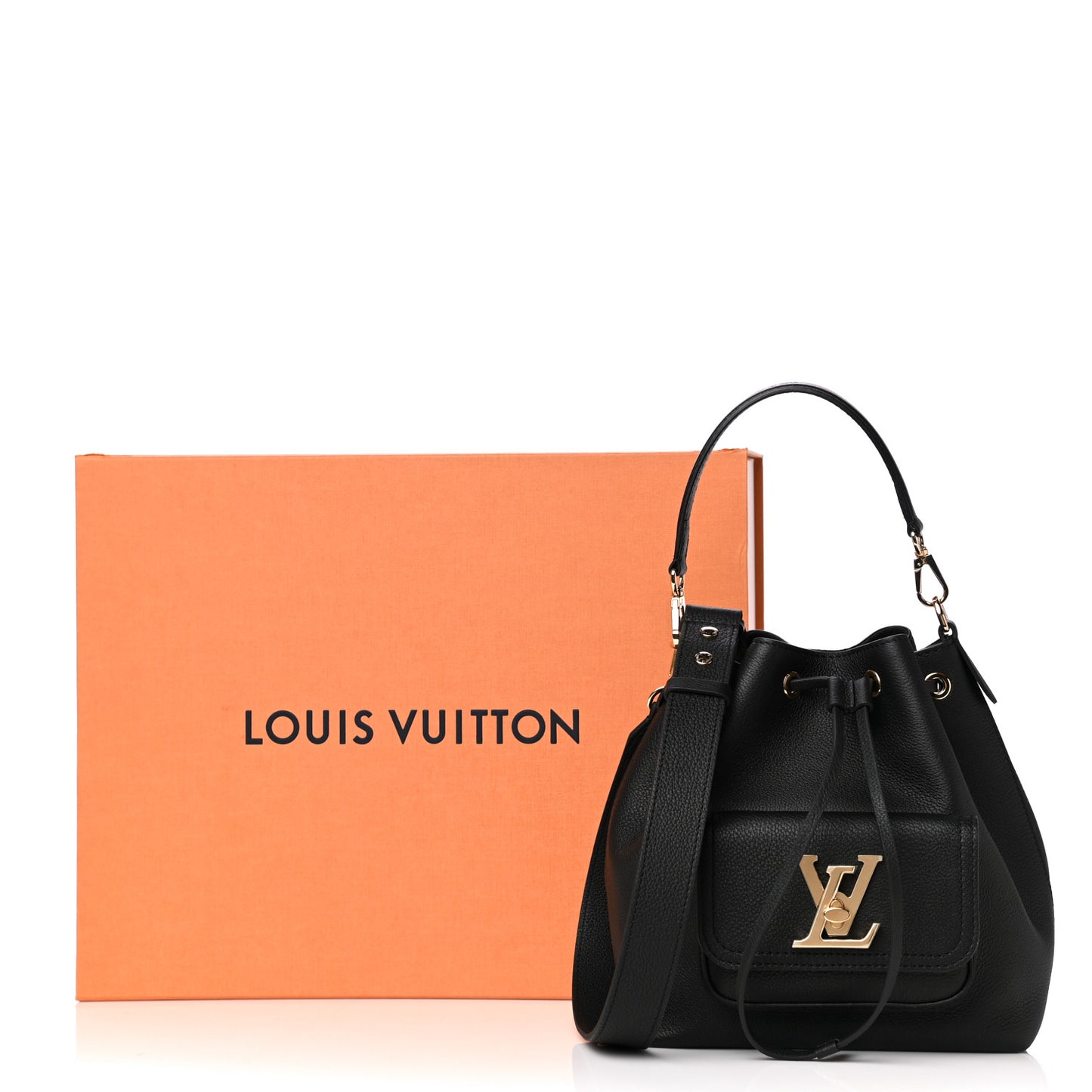 Calfskin Lockme Bucket MM Black