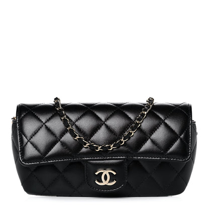 Chanel Lambskin Quilted Glasses Case With Chain Black 1 of 13