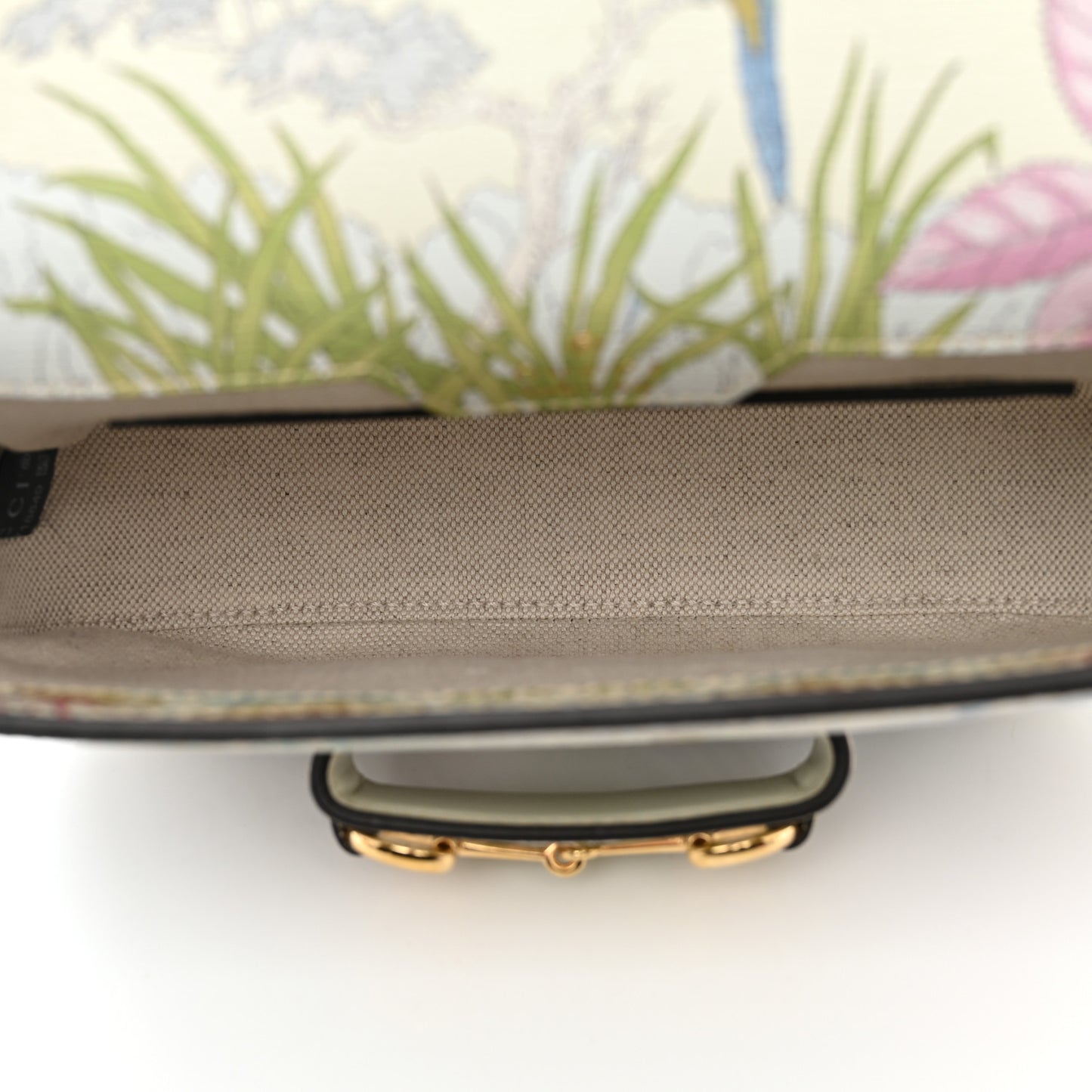 New Shangai Calfskin Tiger Savanah Web Mini Horsebit 1955 Shoulder Bag Chalky White Multicolor
