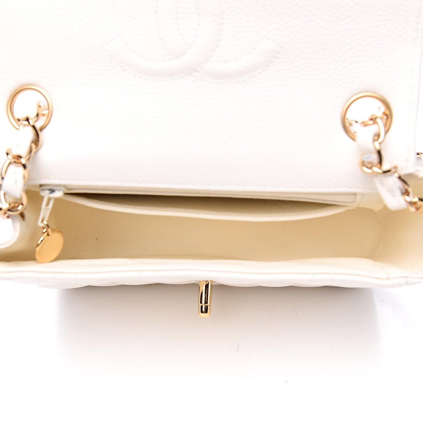 Caviar Quilted Mini Square Flap White