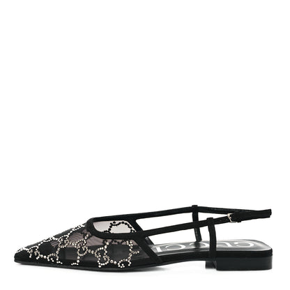 Gucci Tela Retino Kid Scamosciato Crystal GG Monogram Square Demi Ballet Flats 36.5 Black 1 of 8