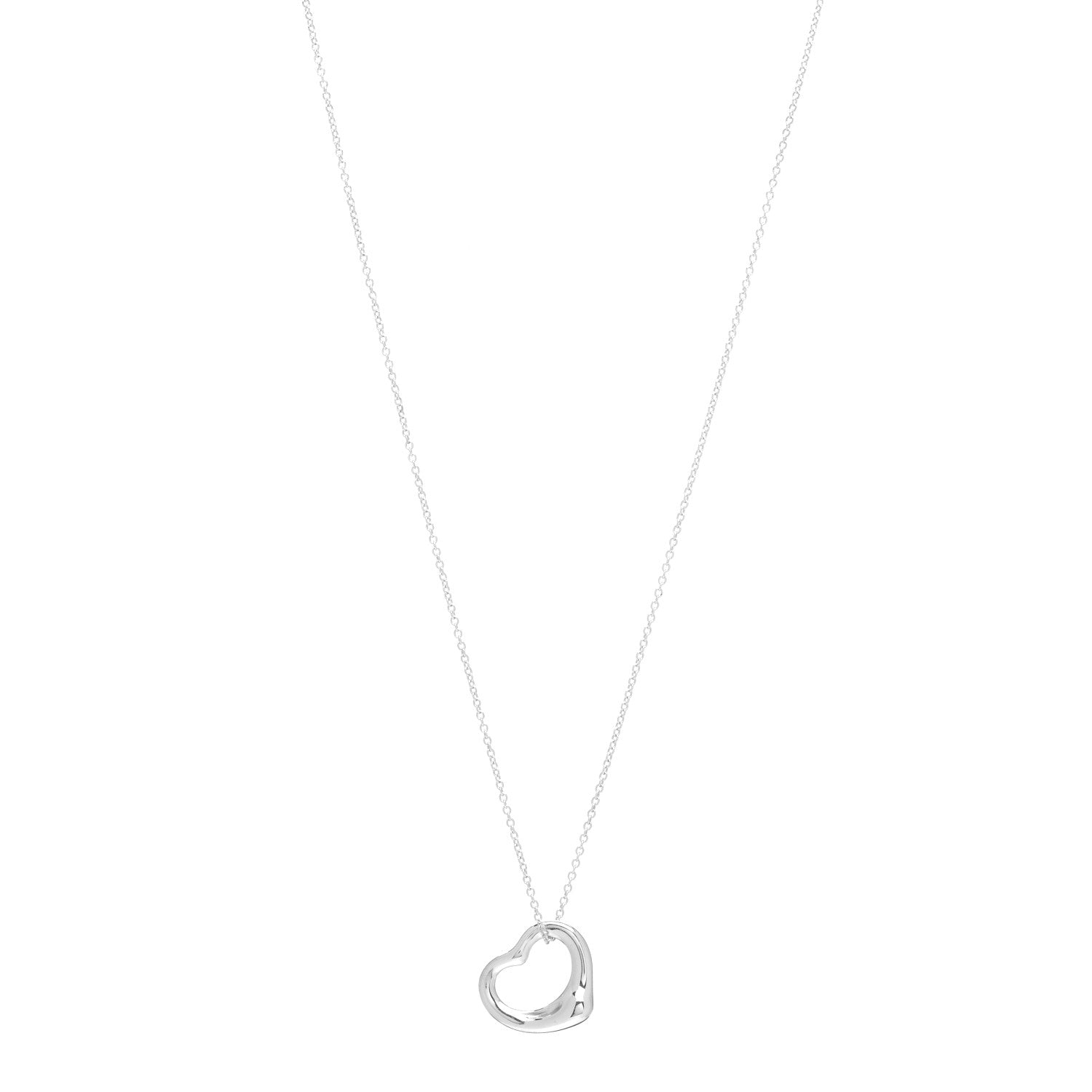 Tiffany Sterling Silver 14mm Elsa Peretti Open Heart Pendant Necklace 1 of 4