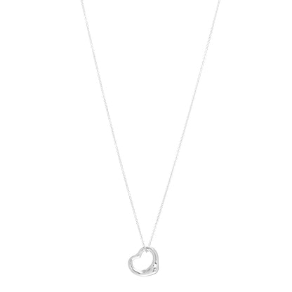 Tiffany Sterling Silver 14mm Elsa Peretti Open Heart Pendant Necklace 1 of 4