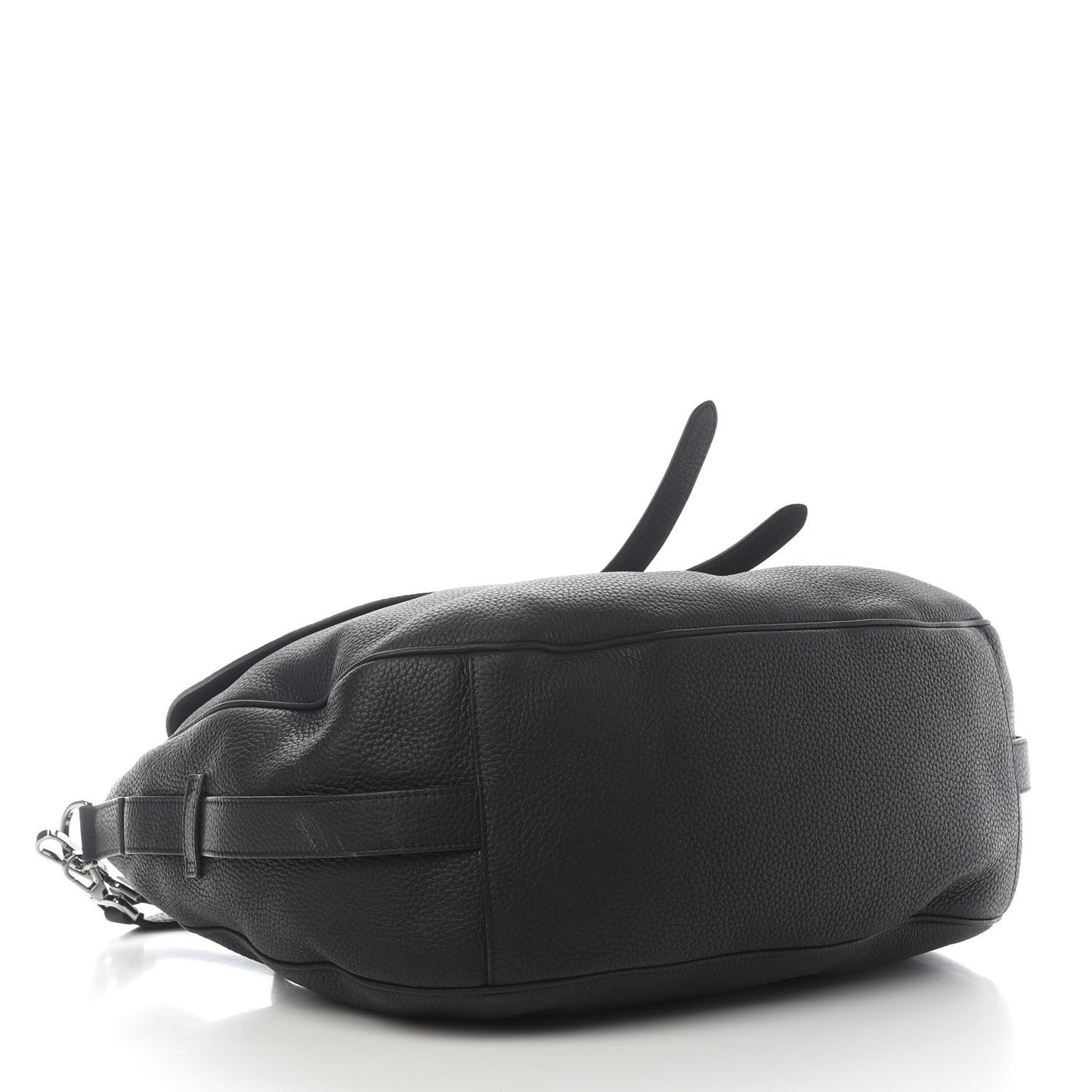 Grained Calfskin Saddle Soft Bag Black