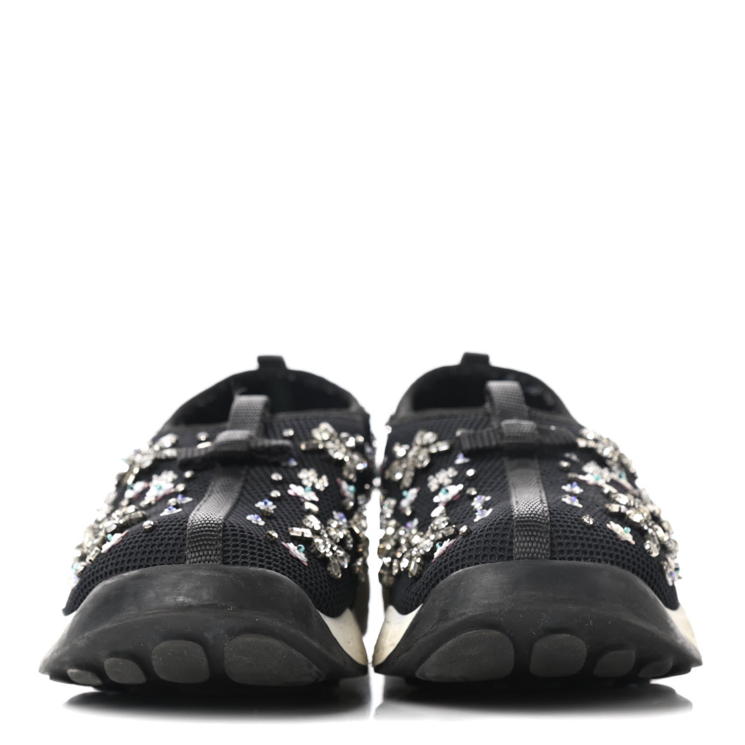Christian Dior Technical Canvas Embellished Dior Fusion Sneakers Black White 2 of 9
