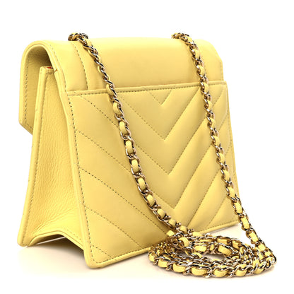 Chanel Calfskin Quilted Chevron Small Envelope Flap Yellow 3 of 9
