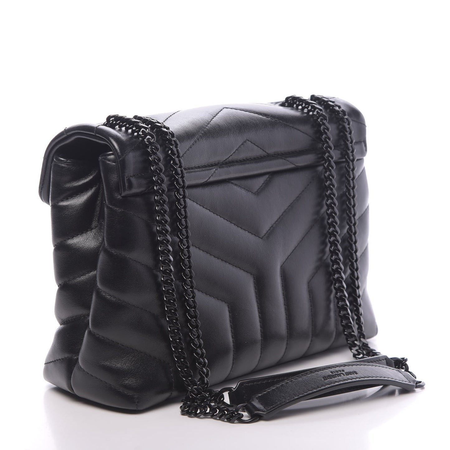 Calfskin Y Quilted Monogram Small Loulou Chain Satchel Black