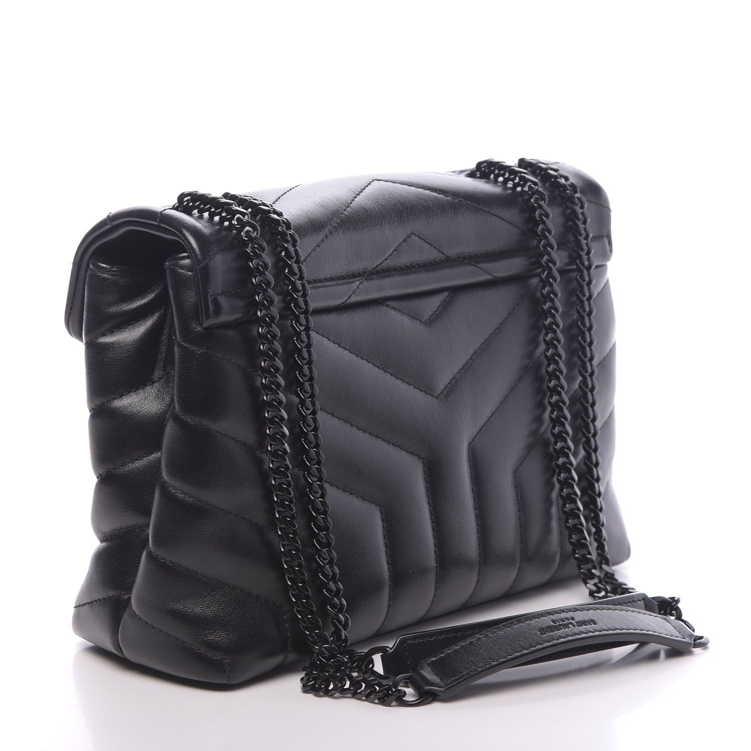 Saint Laurent Calfskin Y Quilted Monogram Small Loulou Chain Satchel Black 3 of 9