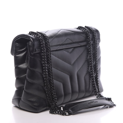 Saint Laurent Calfskin Y Quilted Monogram Small Loulou Chain Satchel Black 3 of 9