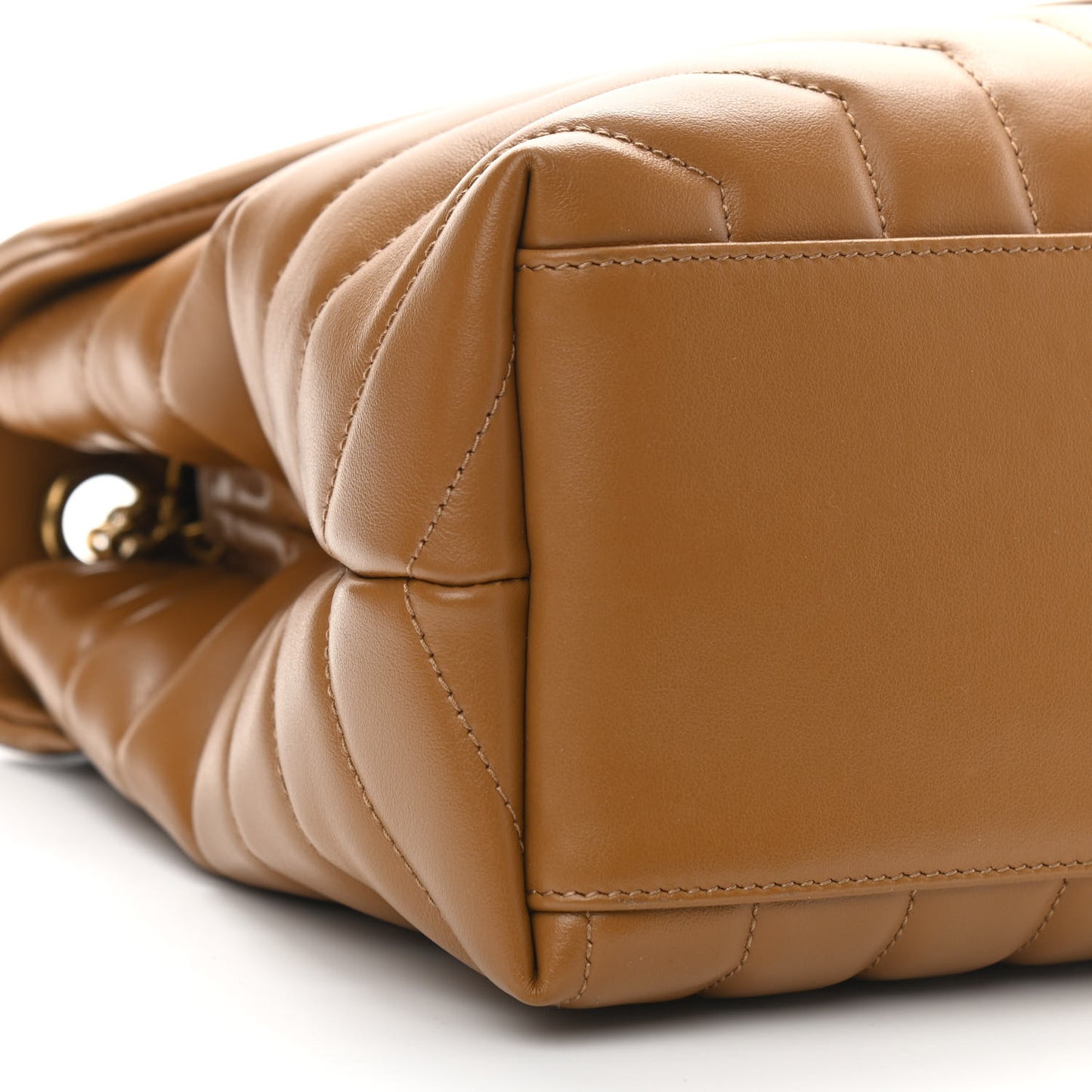 Calfskin Y Quilted Monogram Medium Loulou Chain Satchel Dark Natural
