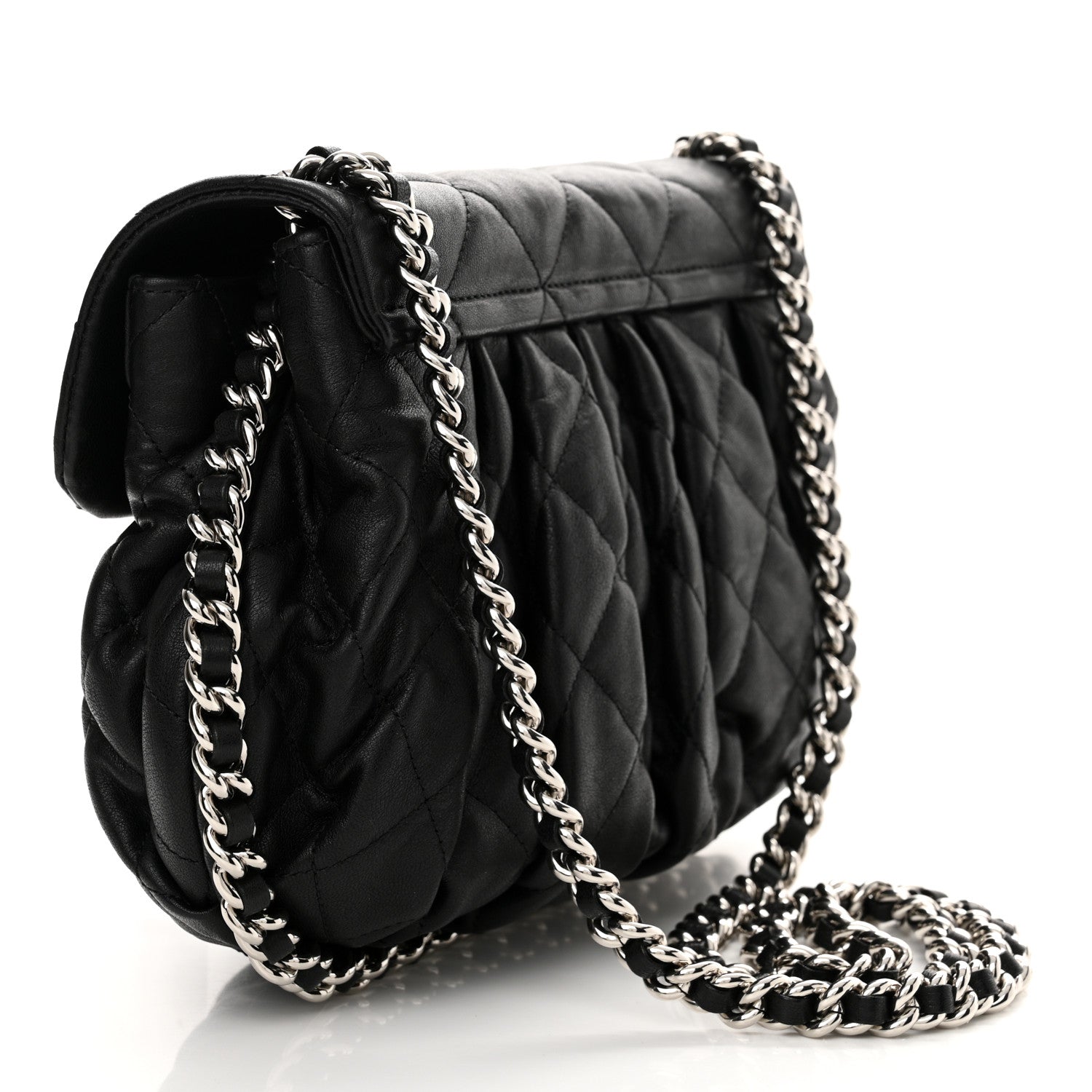 Chanel Washed Lambskin Quilted Medium Chain Around Messenger Black 3 of 11