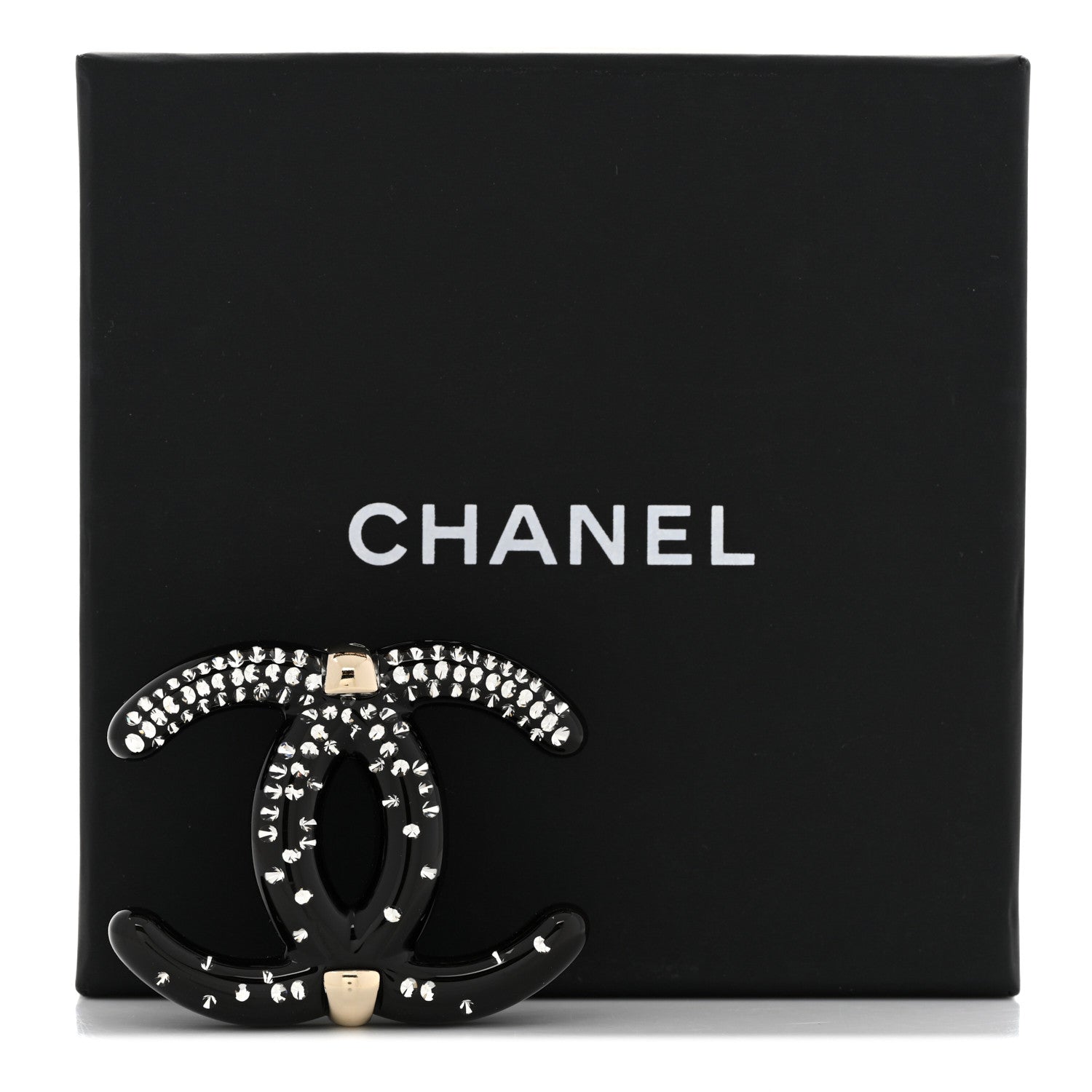 Chanel Resin Crystal CC Brooch Gold Black 5 of 5