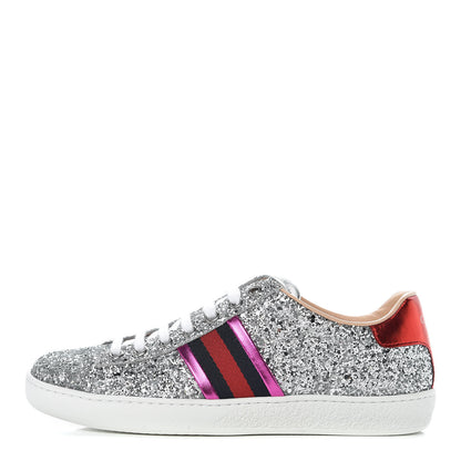 Gucci Glitter Web Ace Sneakers 36 Silver 1 of 9