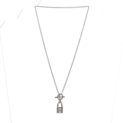 Hermes Sterling Silver Cadenas Kelly Lock Pendant Necklace 3 of 6