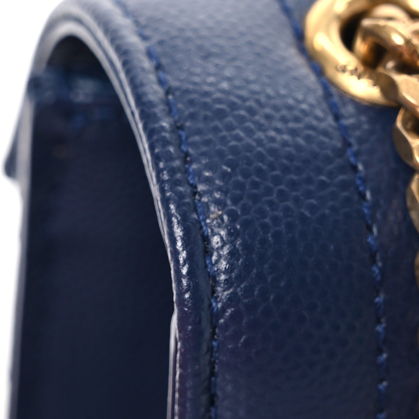 Grain De Poudre Textured Mixed Matelasse Triquilt Small Monogram Satchel Blue Charron