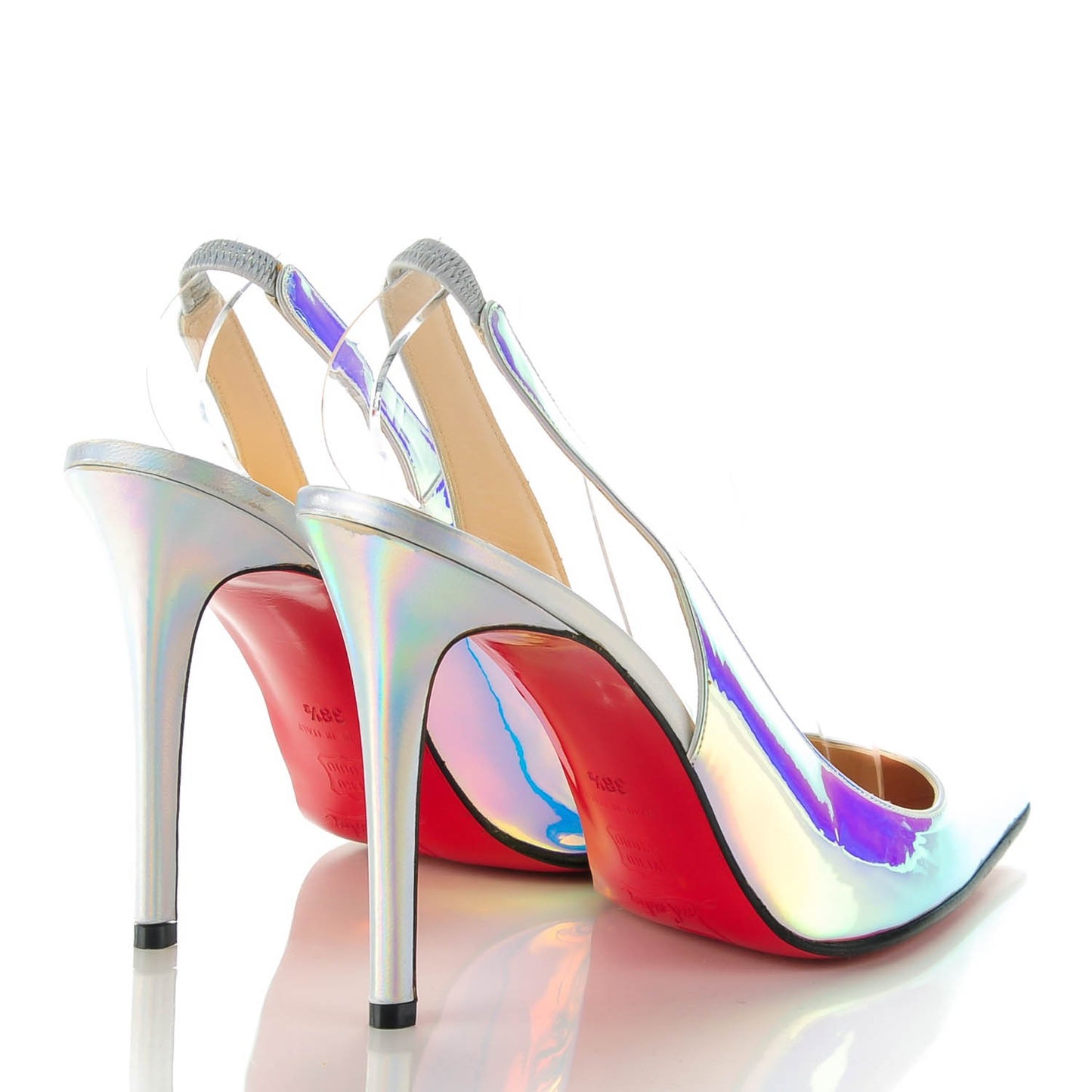 Calfskin Mirror Hai 100 Slingback Pumps 38.5 Blue