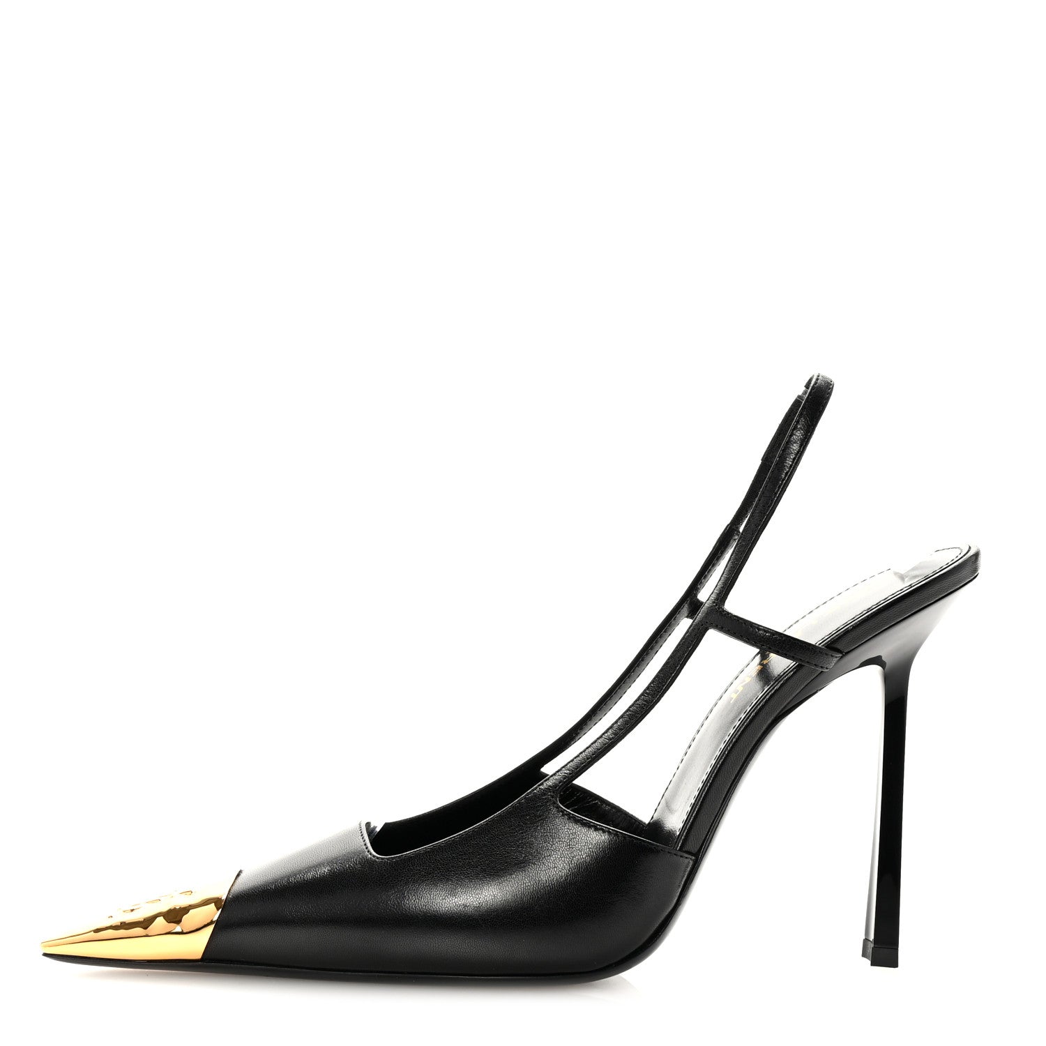 Saint Laurent Smooth Calfskin Jeanne 110 Slingback Pumps 39 Black Gold 1 of 10