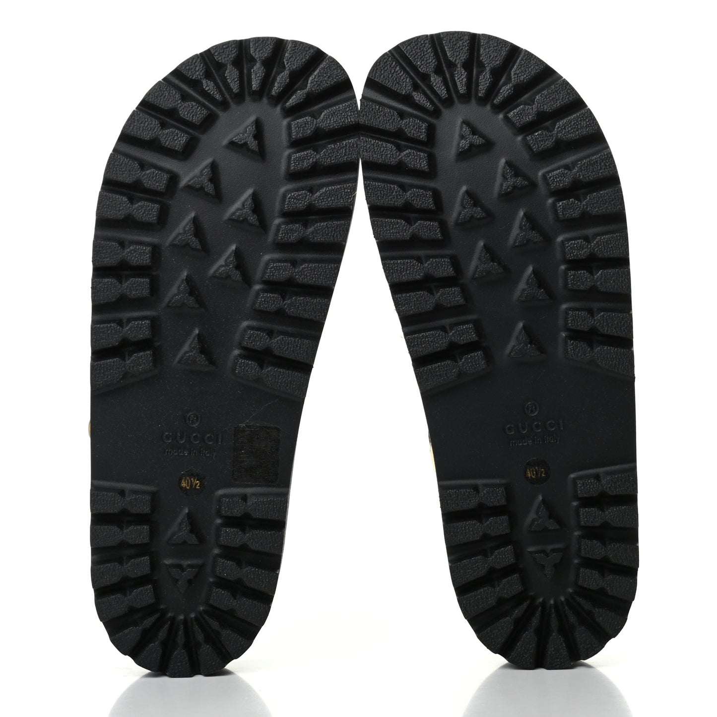 Metallic Calfskin Web Platform Lug Sole Sandals 40.5 Gold