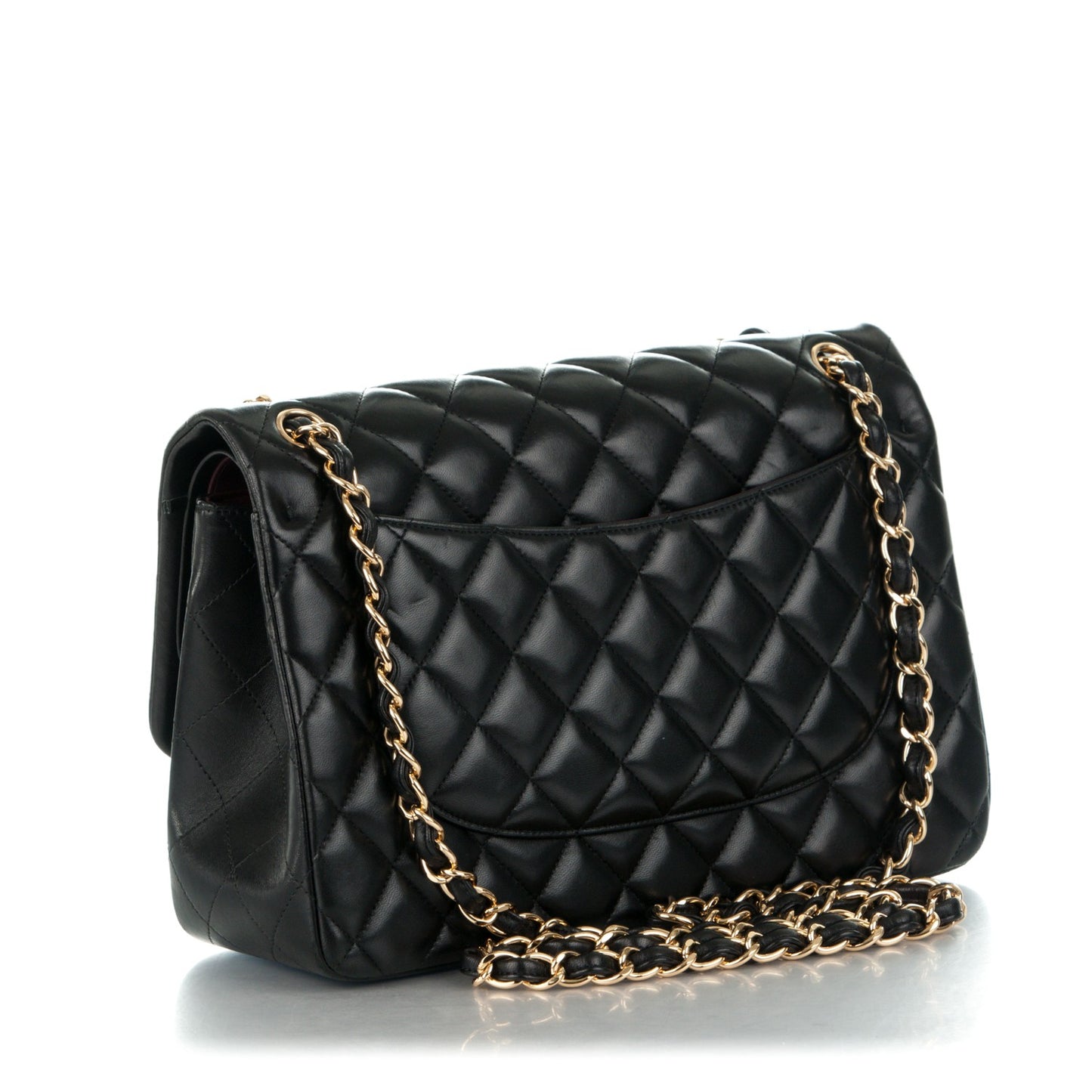 Lambskin Quilted Jumbo Double Flap Black
