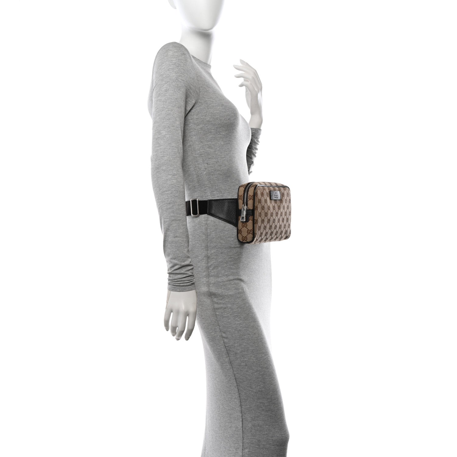 Gucci Monogram Dollar Calfskin Belt Bag Beige Ebony Testa di Moro Marrone Scuro 3 of 11