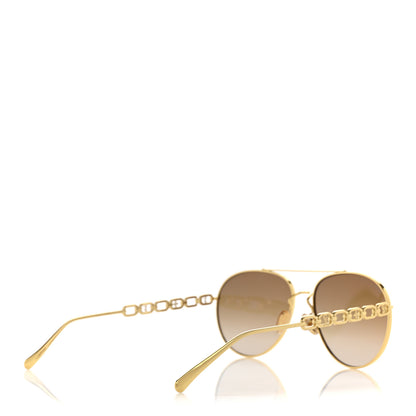 Louis Vuitton Metal My LV Chain Pilot Sunglasses Z1539W Gold 4 of 9
