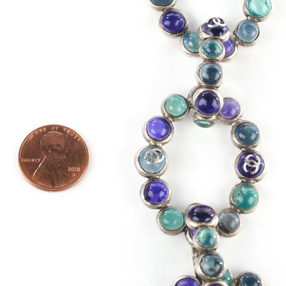 Chanel Gripoix Poured Glass CC Necklace Purple Green 3 of 7
