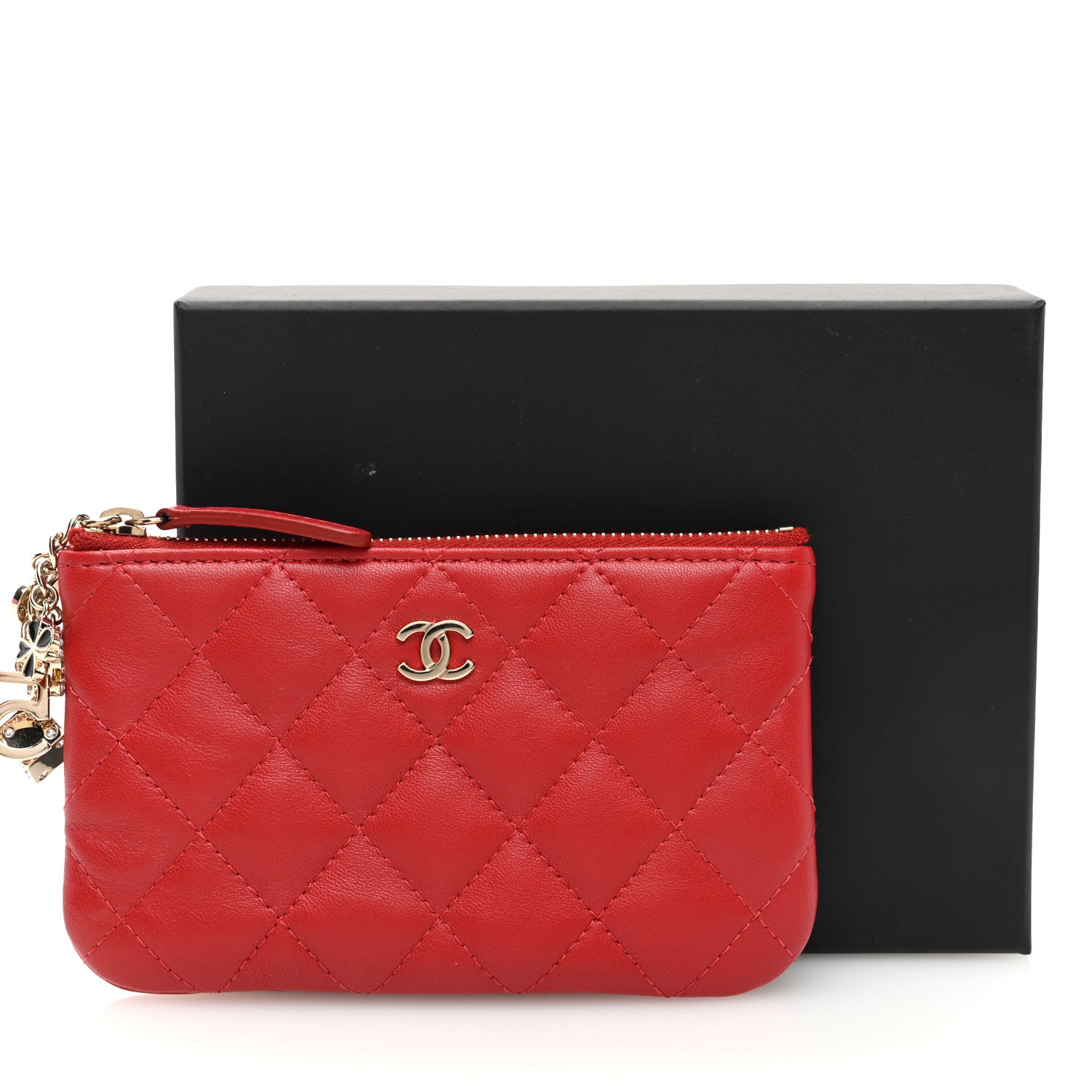 Chanel Lambskin Quilted Small Casino Cosmetic Case Red 8 of 8