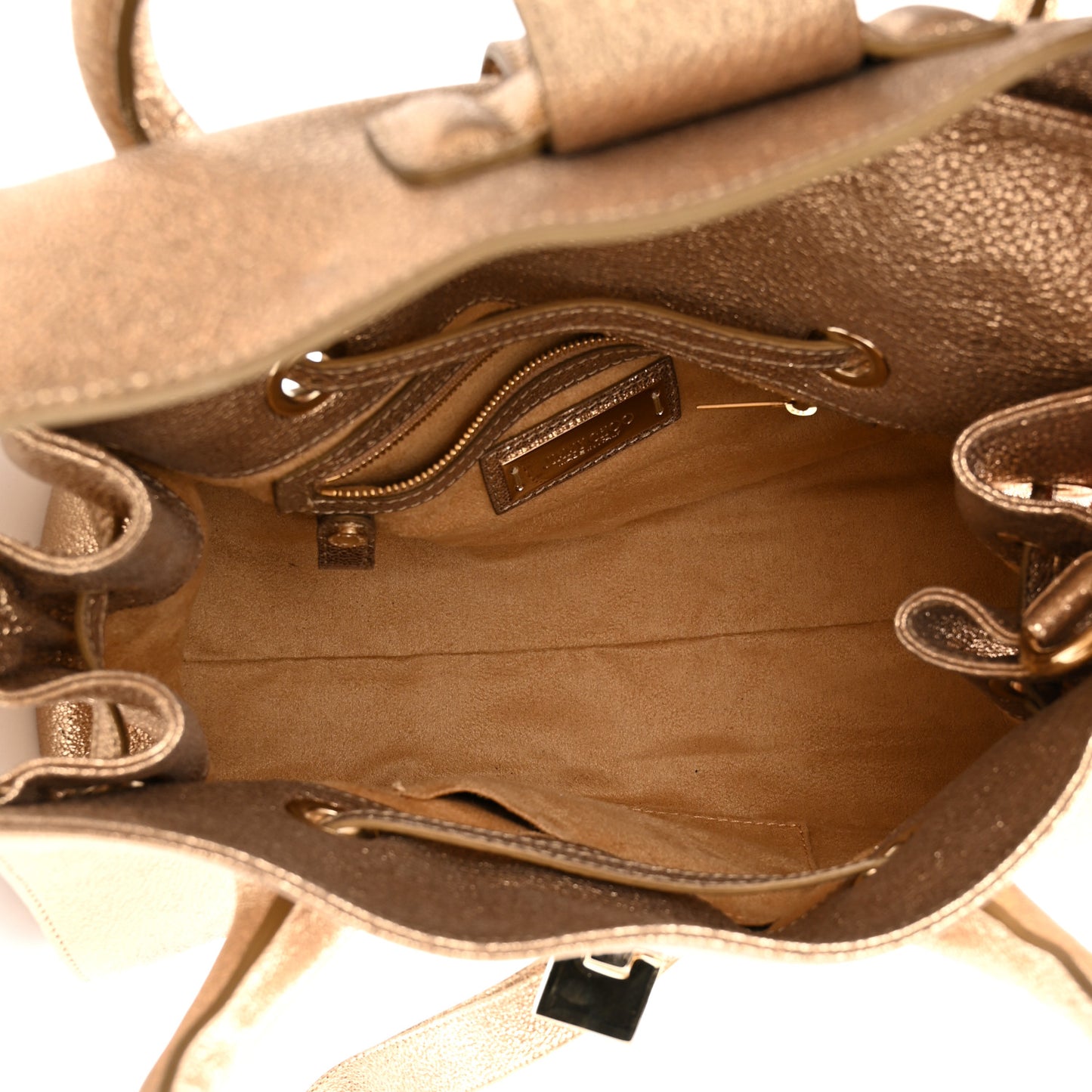 Metallic Calfskin Rosalie Satchel Gold