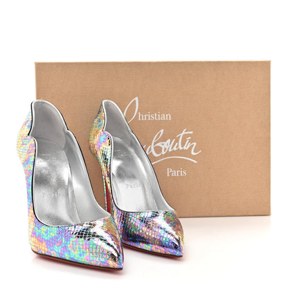 Christian Louboutin Kid Metallic Snakeskin Hot Chick 100 Pumps 36 Multicolor Silver 8 of 8
