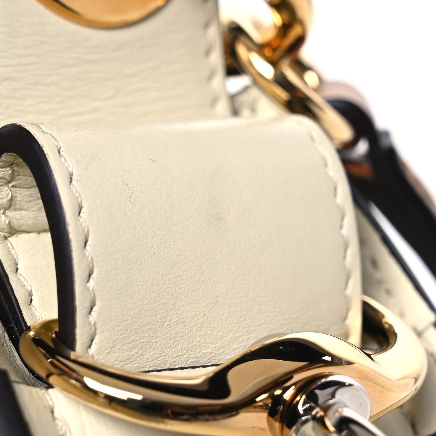 Calfskin Crocodile Embossed Small Tess Bag White Beige