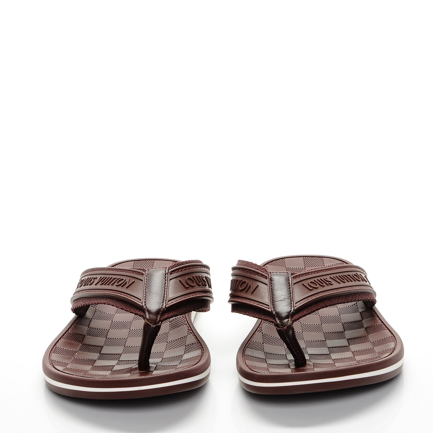 Louis Vuitton Mens Rubber Damier Keys Thong Sandals 6 Bordeaux 4 of 8