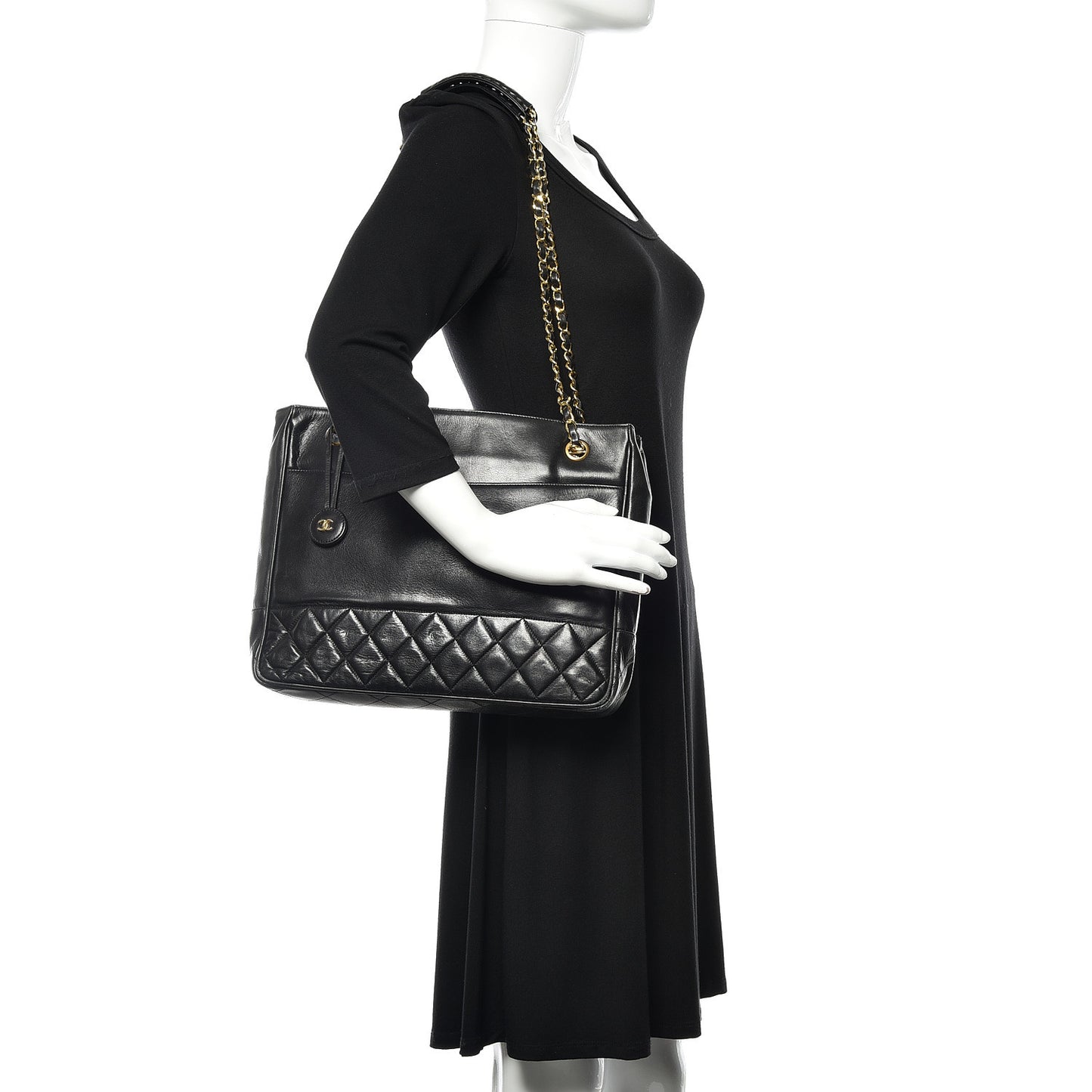 Lambskin Quilted Shoulder Bag Black