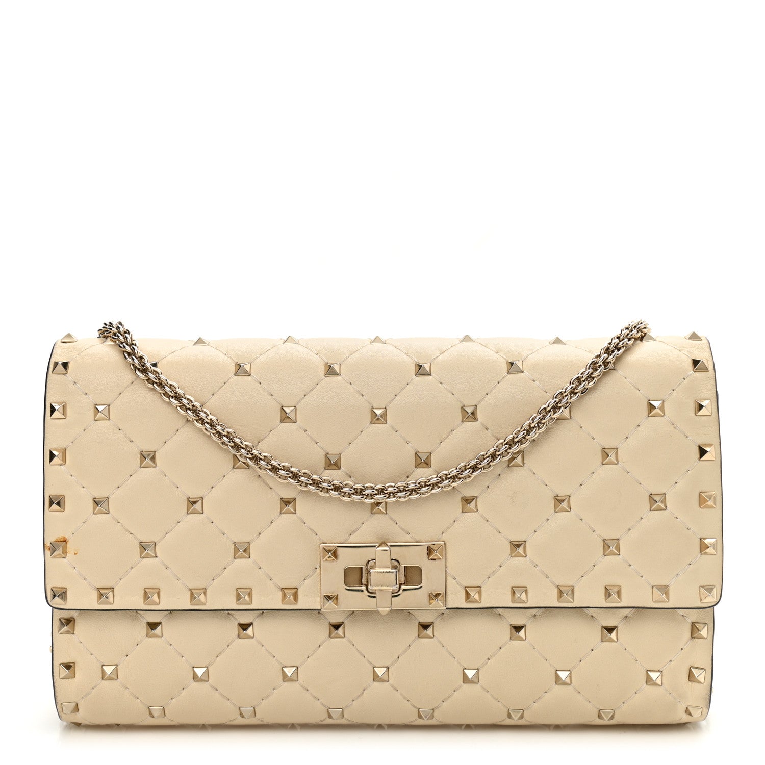 Valentino Garavani Nappa Rockstud Spike Wallet on Chain Light Ivory 1 of 12