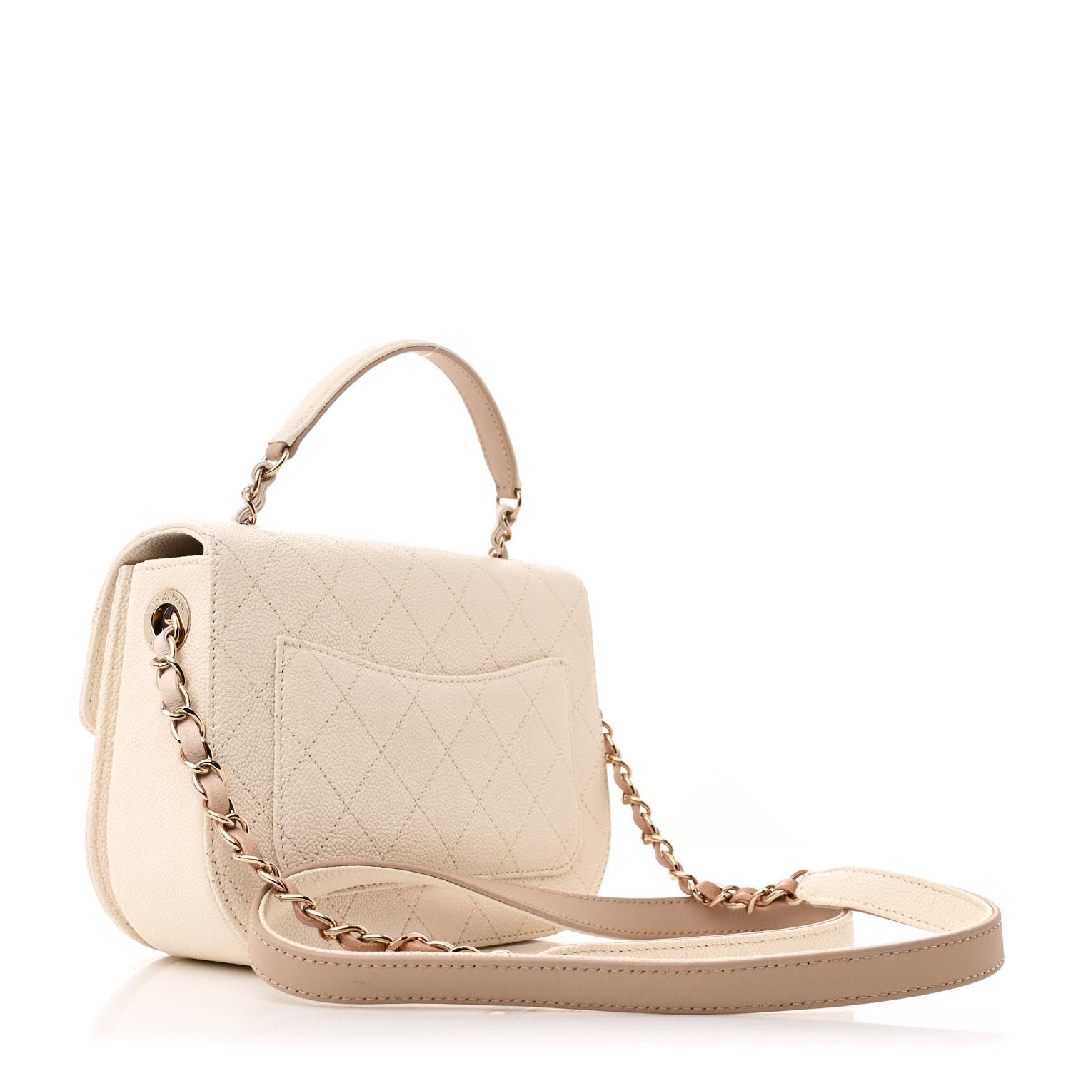 Chanel Grained Calfskin Quilted Small Cuba Top Handle Flap White 3 of 10