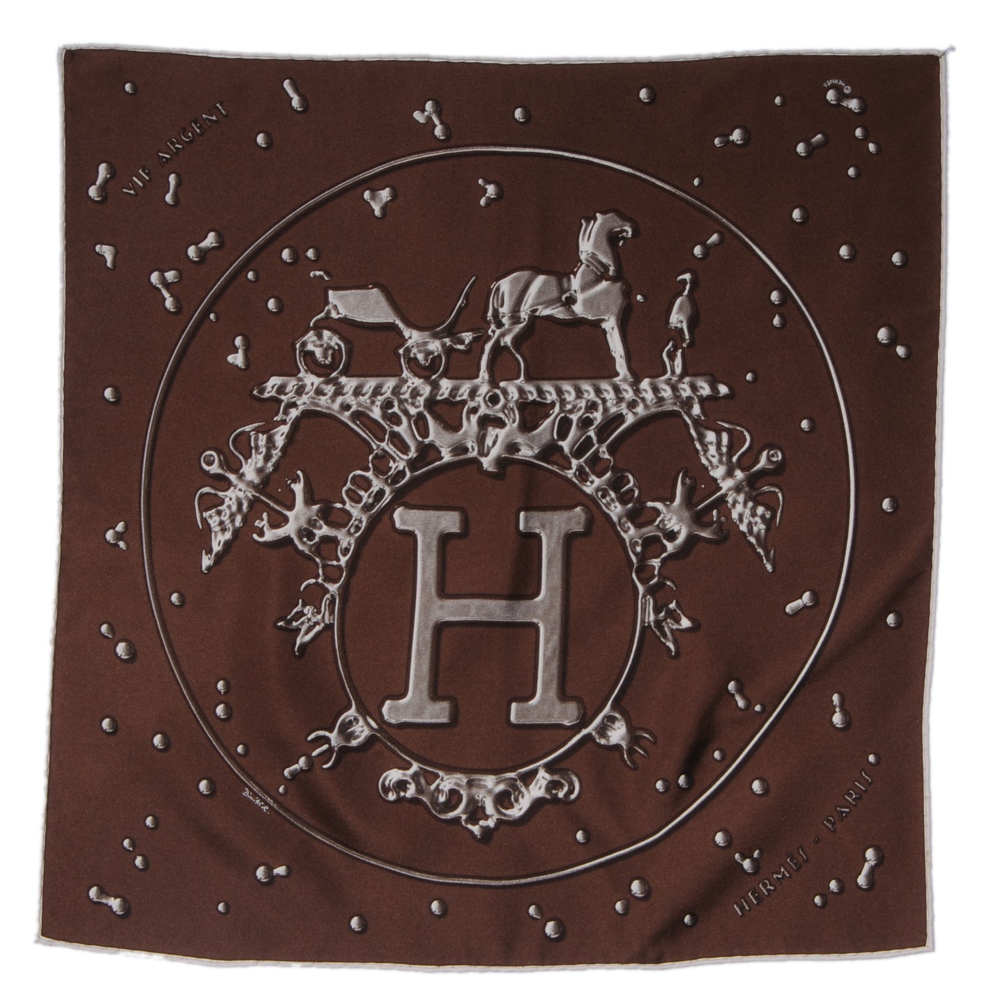 Silk Vif Argent Pocket Square Chocolate