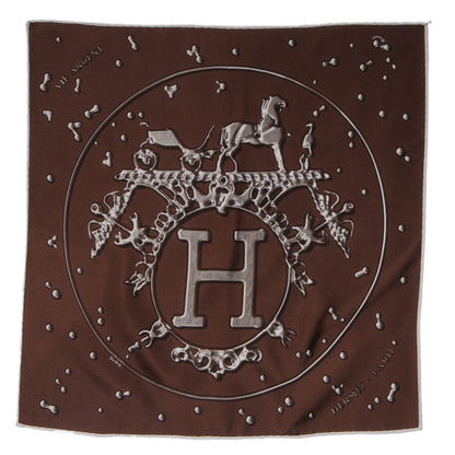 Hermes Silk Vif Argent Pocket Square Chocolate 2 of 5