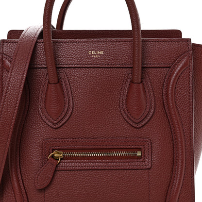 Celine Drummed Calfskin Nano Luggage Grenat 9 of 11