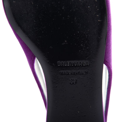Balenciaga Velvet BB Knife Pointy Toe Slingback Flats 37 Violet Orchidee 9 of 11