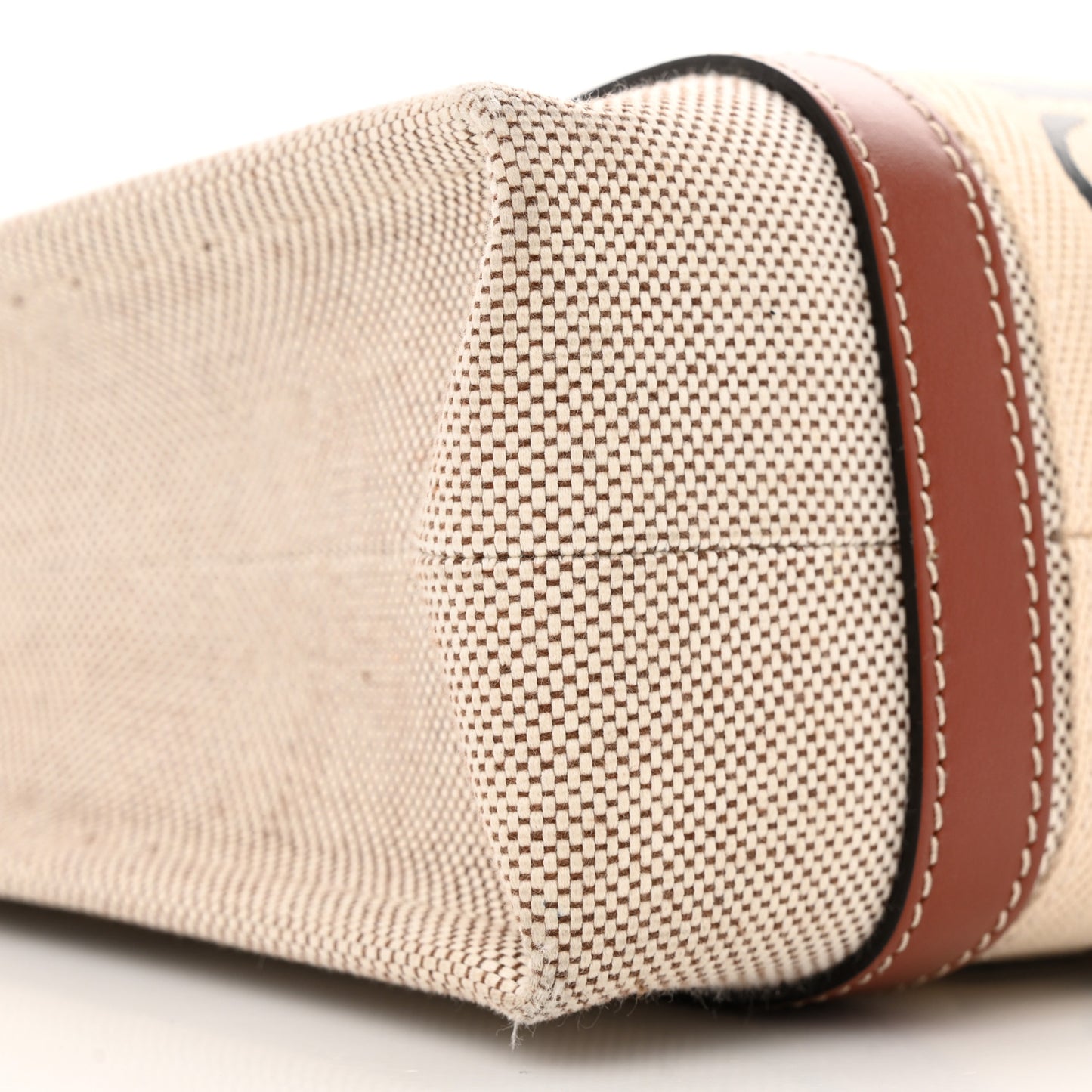 Cotton Calfskin Small Woody Ribbon Tote With Strap White Brown