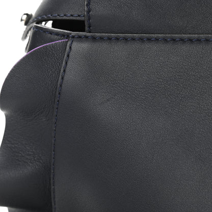 Fendi Vitello Seta Waves Bi-Color Medium Peekaboo Iconic Satchel Blue Notte Mostarda 8 of 20
