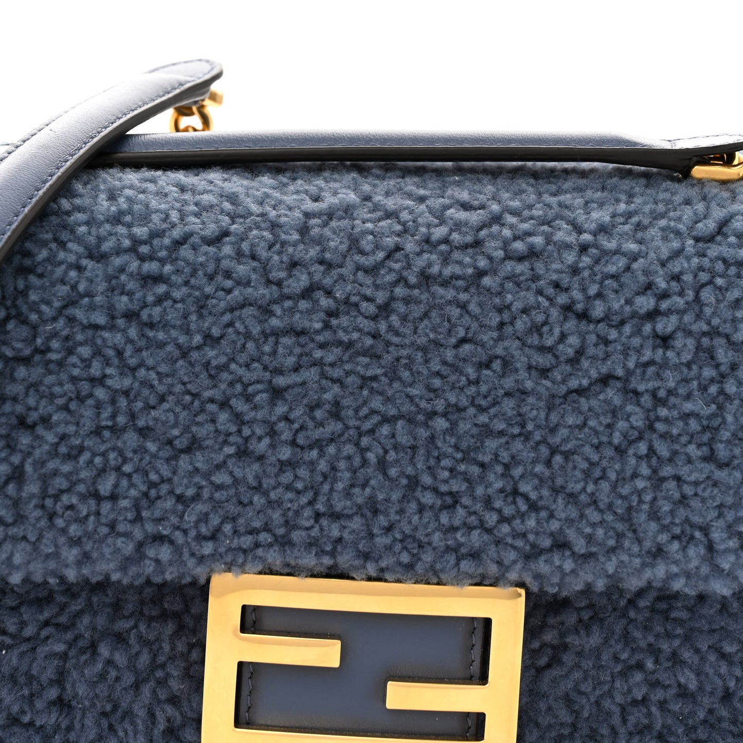 Shearling FF Midi Chain Baguette Mirto