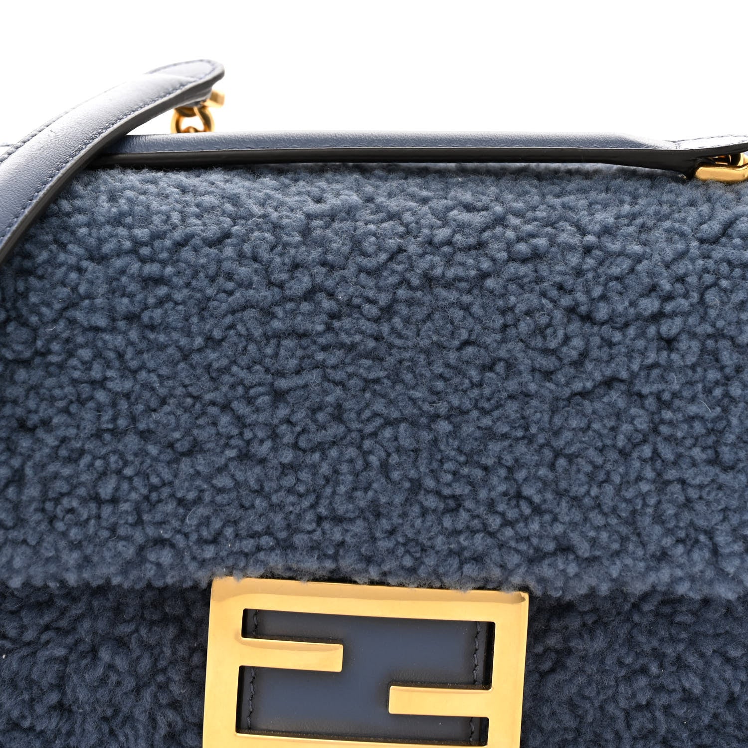 Fendi Shearling FF Midi Chain Baguette Mirto 8 of 10