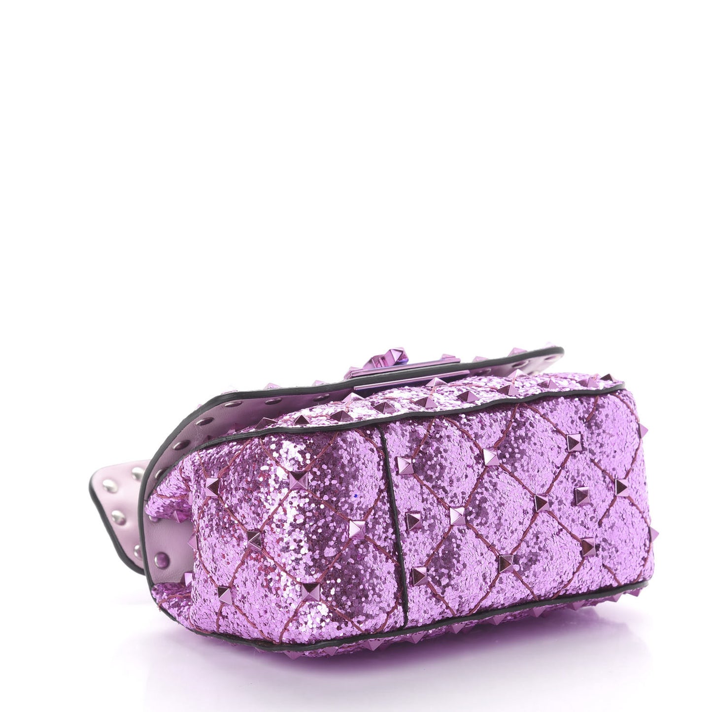 Glitter Micro Rockstud Spike Shoulder Bag Water Lilac