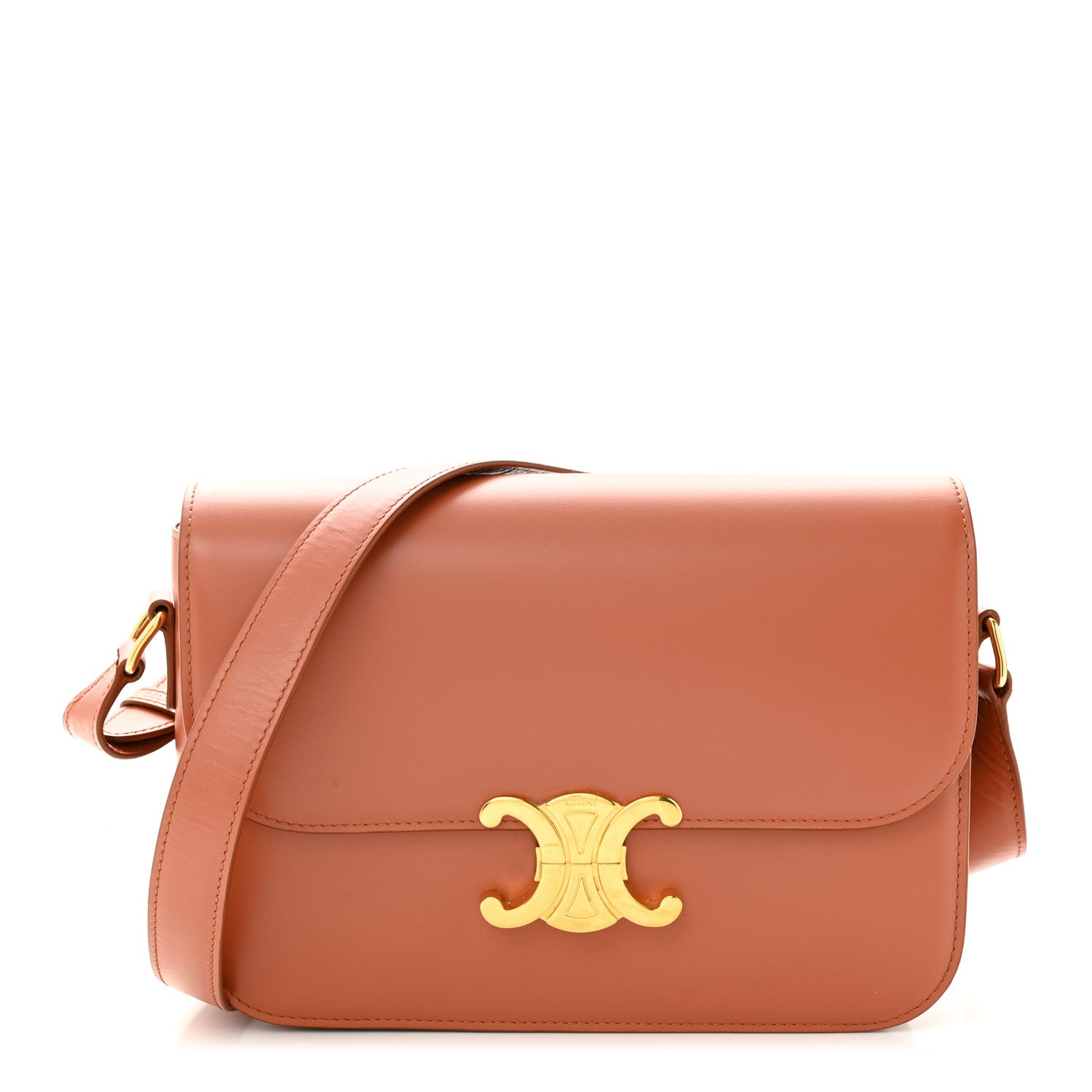 Celine Shiny Calfskin Medium Triomphe Terracotta 1 of 12