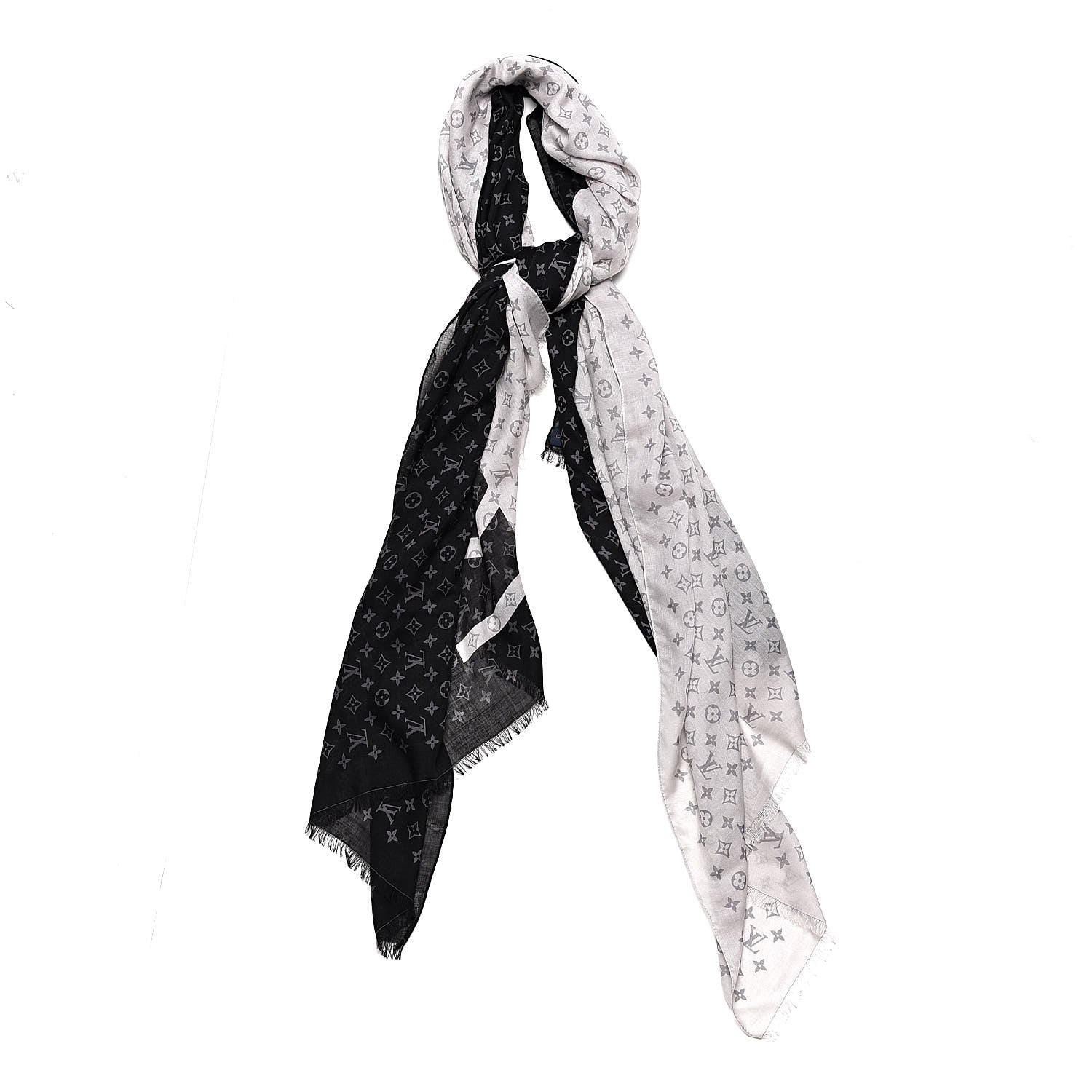 Louis Vuitton Silk Cashmere Monogram Split Stole Black 1 of 5