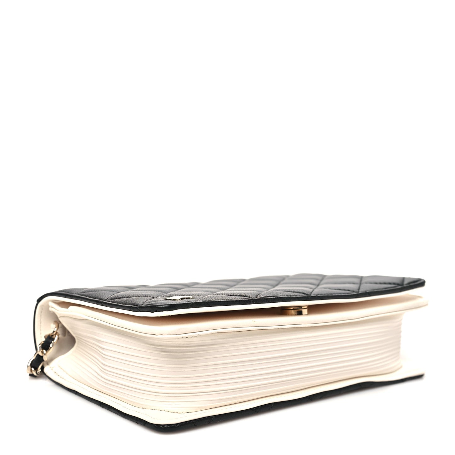 Lambskin Quilted Book Wallet On Chain WOC Black